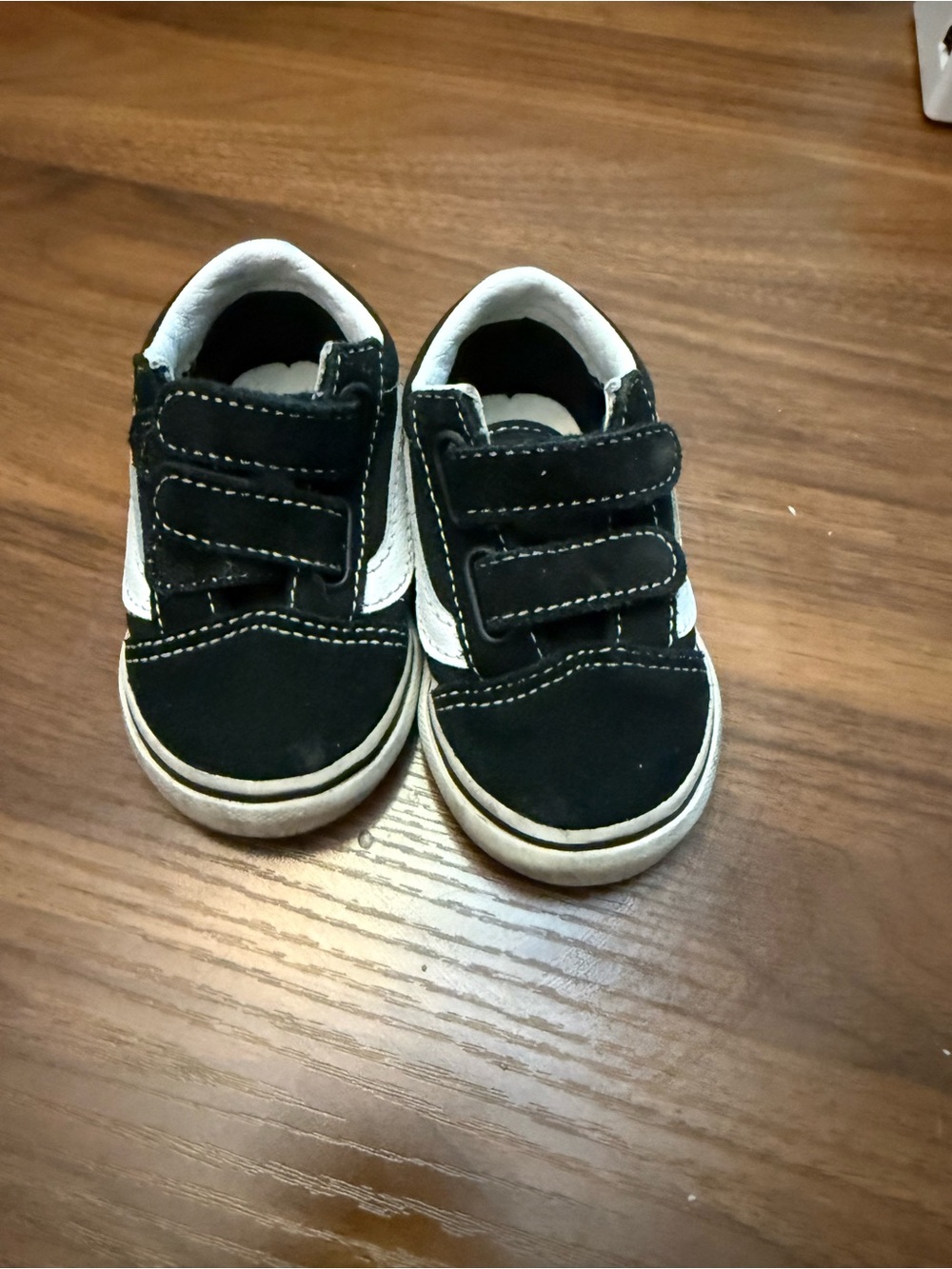 Vans Toddlers Black and White Double Velcro Sneakers